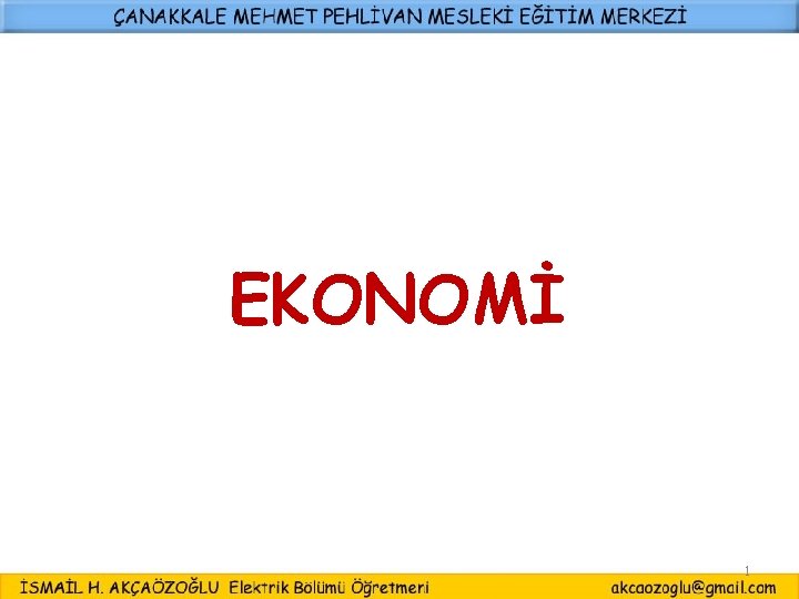 EKONOMİ 1 