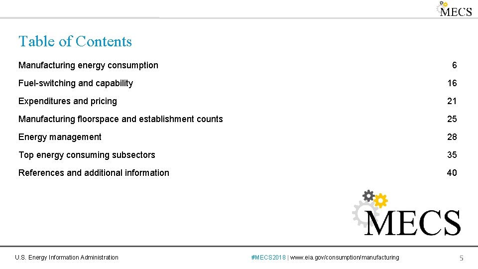 Table of Contents Manufacturing energy consumption 6 Fuel-switching and capability 16 Expenditures and pricing
