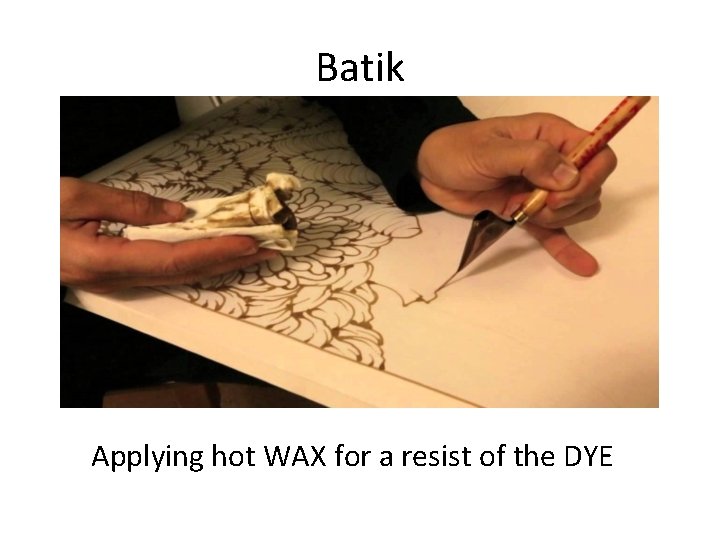 Batik Applying hot WAX for a resist of the DYE 