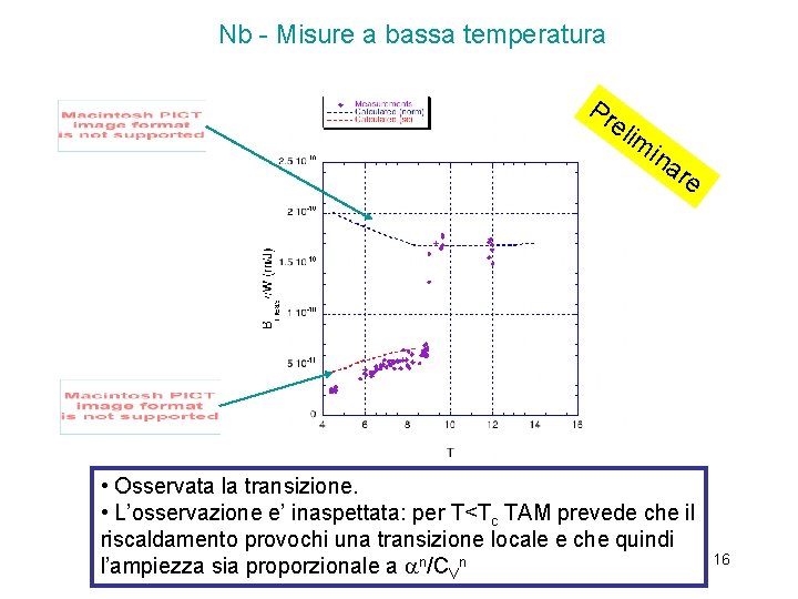 Nb - Misure a bassa temperatura Pr eli m ina re • Osservata la