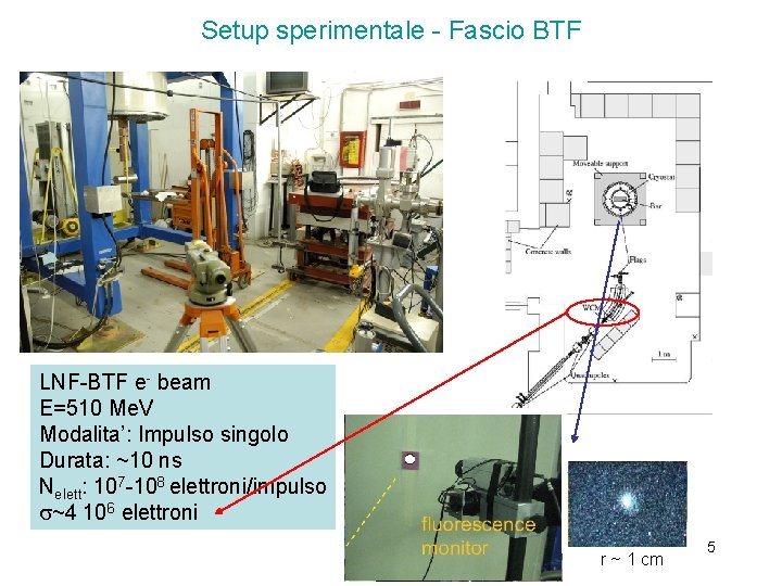 Setup sperimentale - Fascio BTF LNF-BTF e- beam E=510 Me. V Modalita’: Impulso singolo