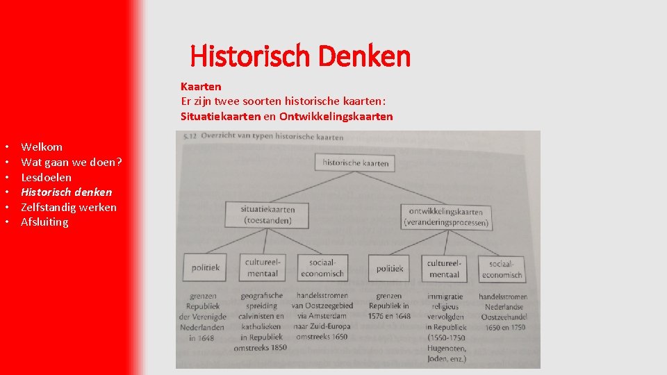 Historisch Denken Kaarten Er zijn twee soorten historische kaarten: Situatiekaarten en Ontwikkelingskaarten • •