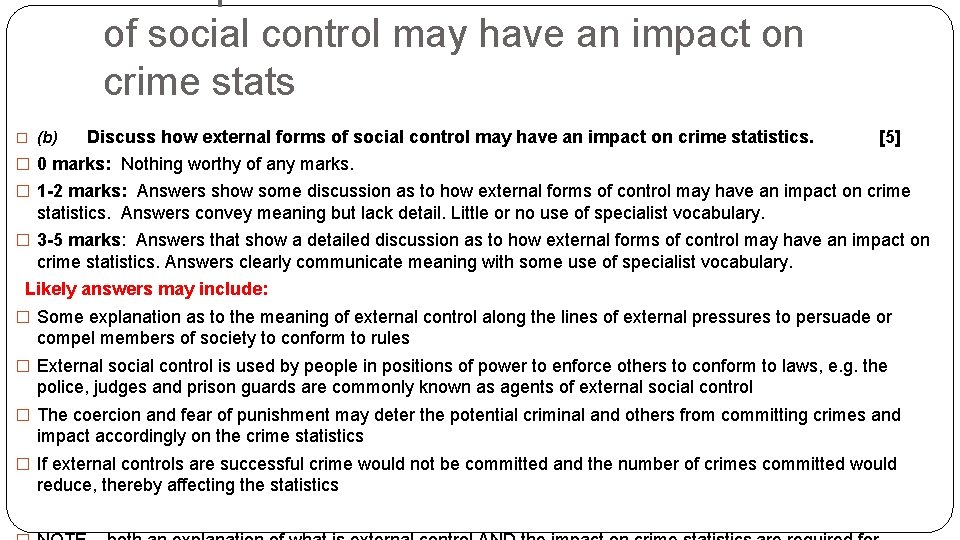of social control may have an impact on crime stats � (b) Discuss how