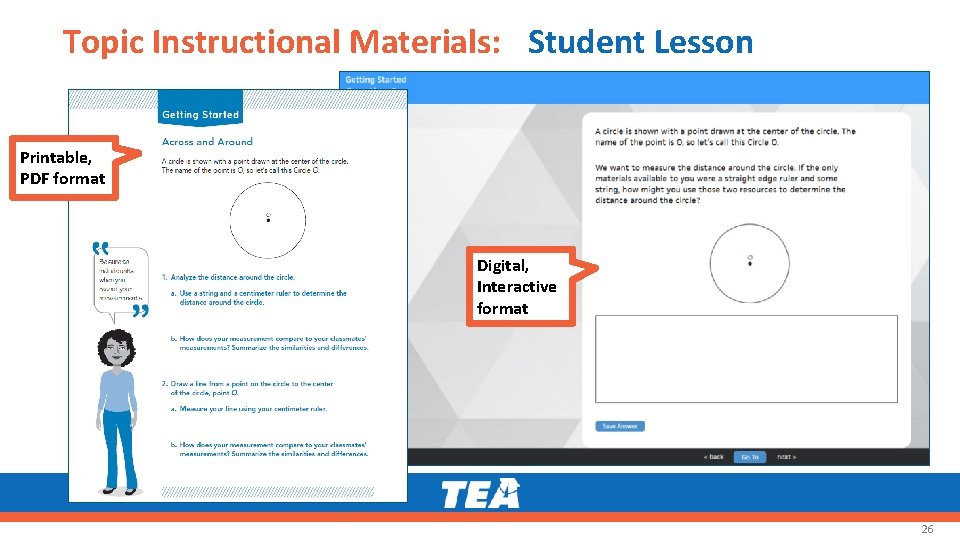 Topic Instructional Materials: Student Lesson Printable, PDF format Digital, Interactive format 26 