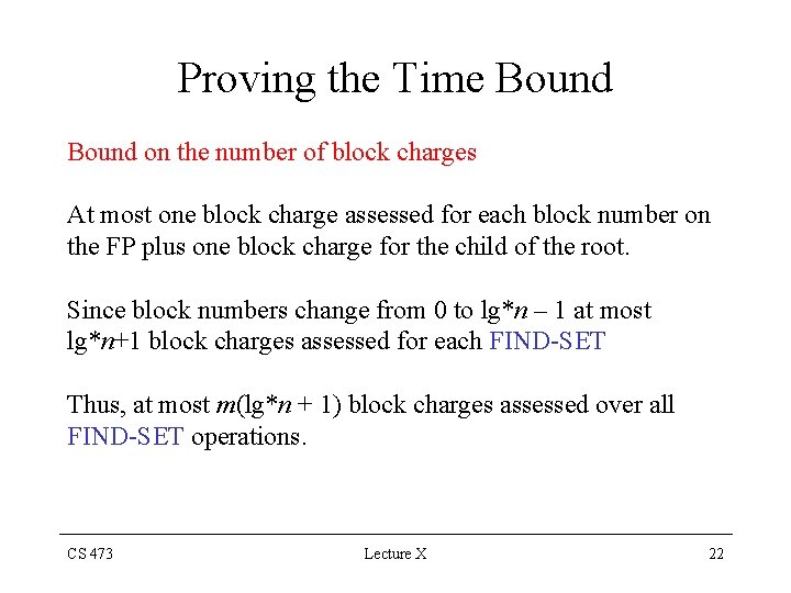 Proving the Time Bound on the number of block charges At most one block