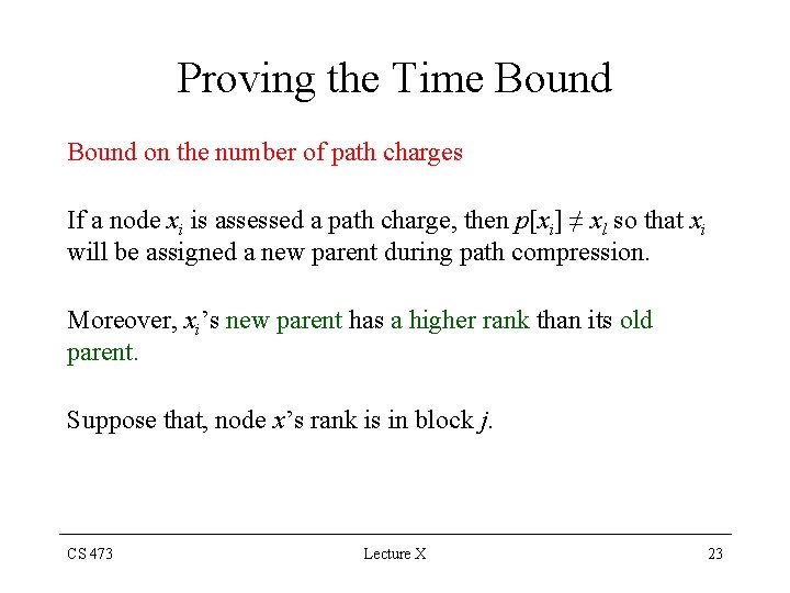 Proving the Time Bound on the number of path charges If a node xi