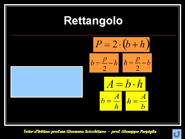 Rettangolo Tutor d’Istituo: prof. ssa Giovanna Scicchitano - prof. Giuseppe Perpiglia 
