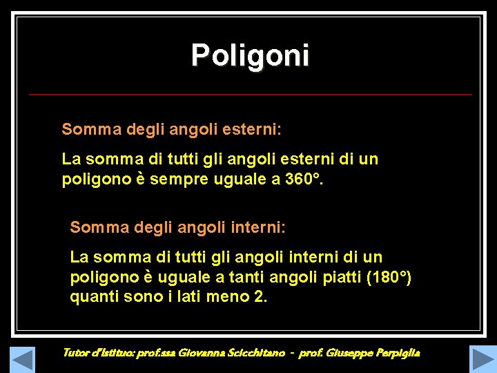 Poligoni Somma degli angoli esterni: La somma di tutti gli angoli esterni di un