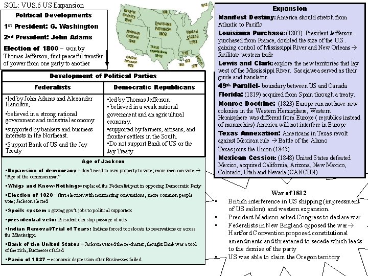 SOL: VUS. 6 US Expansion Manifest Destiny: America should stretch from Atlantic to Pacific SOL: VUS. 6 US Expansion Manifest Destiny: America should stretch from Atlantic to Pacific