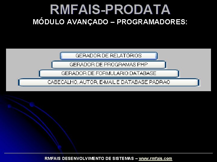 RMFAIS-PRODATA MÓDULO AVANÇADO – PROGRAMADORES: _____________________________________________ RMFAIS DESENVOLVIMENTO DE SISTEMAS – www. rmfais. com