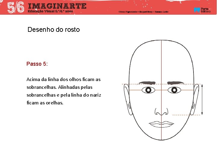 Desenho do rosto Passo 5: Acima da linha dos olhos ficam as sobrancelhas. Alinhadas
