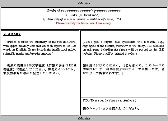 (Margin) Study of xxxxxxxx by xxxxxxx A. Osaka 1, E. Rezaken 1, 2, …