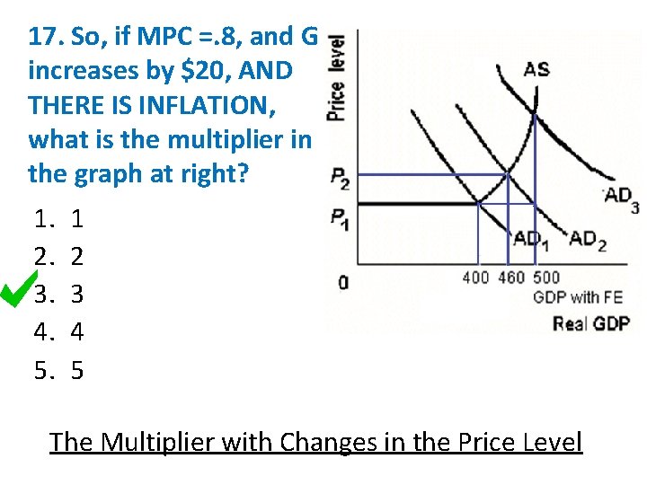 17. So, if MPC =. 8, and G increases by $20, AND THERE IS 17. So, if MPC =. 8, and G increases by $20, AND THERE IS