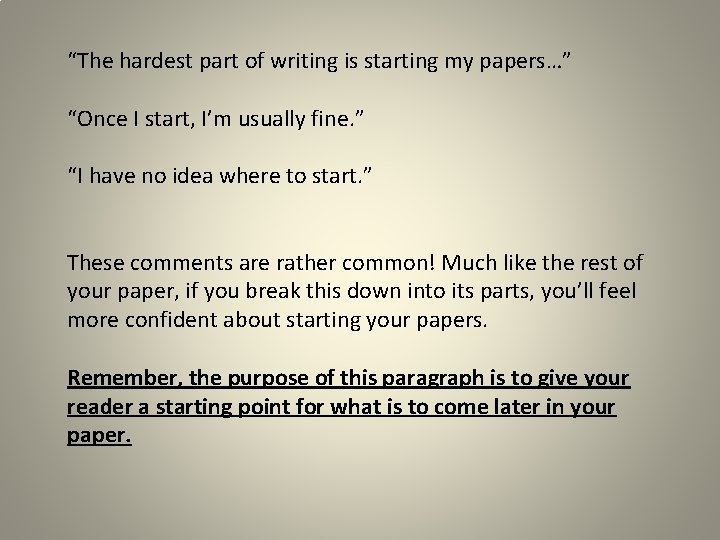 “The hardest part of writing is starting my papers…” “Once I start, I’m usually