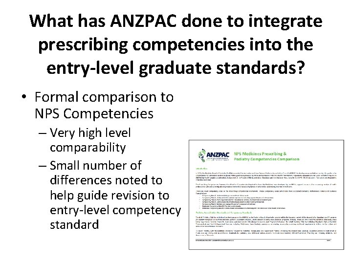 What has ANZPAC done to integrate prescribing competencies into the entry-level graduate standards? •