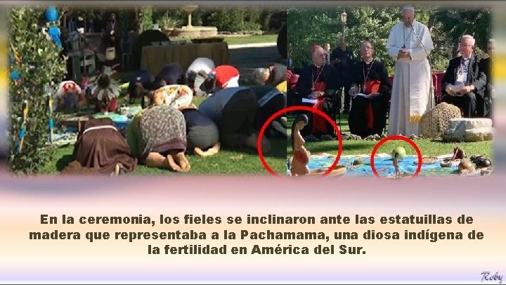 En la ceremonia, los fieles se inclinaron ante las estatuillas de madera que representaba En la ceremonia, los fieles se inclinaron ante las estatuillas de madera que representaba