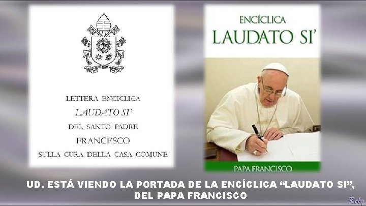UD. ESTÁ VIENDO LA PORTADA DE LA ENCÍCLICA “LAUDATO SI”, DEL PAPA FRANCISCO UD. ESTÁ VIENDO LA PORTADA DE LA ENCÍCLICA “LAUDATO SI”, DEL PAPA FRANCISCO