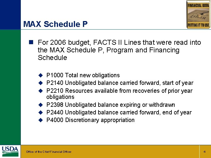 MAX Schedule P n For 2006 budget, FACTS II Lines that were read into