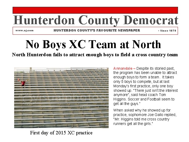 Hunterdon County Democrat www. nj. com HUNTERDON COUNTY’S FAVOURITE NEWSPAPER - Since 1879 No