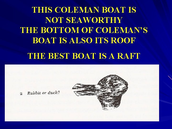 THIS COLEMAN BOAT IS NOT SEAWORTHY THE BOTTOM OF COLEMAN’S BOAT IS ALSO ITS