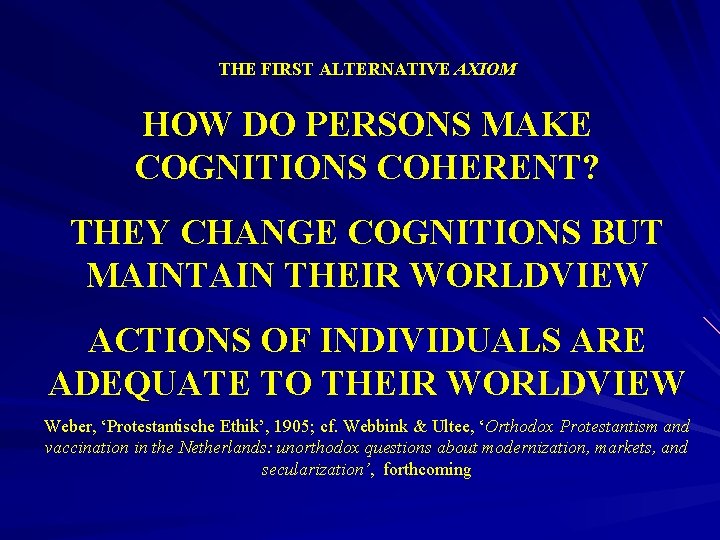 THE FIRST ALTERNATIVE AXIOM HOW DO PERSONS MAKE COGNITIONS COHERENT? THEY CHANGE COGNITIONS BUT