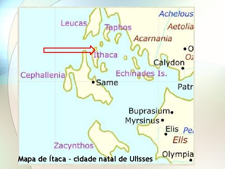Mapa de Ítaca – cidade natal de Ulisses 