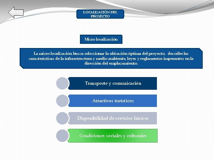 LOCALIZACIÓN DEL PROYECTO Micro localización La micro localización busca seleccionar la ubicación óptima del