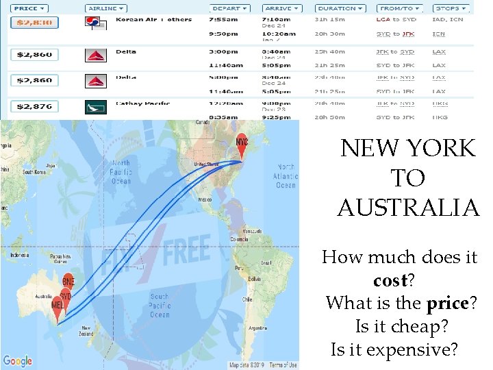 NEW YORK TO AUSTRALIA How much does it cost? What is the price? Is