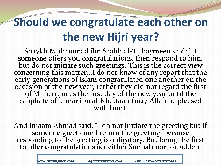 Should we congratulate each other on the new Hijri year? Shaykh Muhammad ibn Saalih