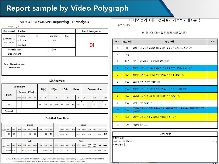 Report sample by Video Polygraph 15 