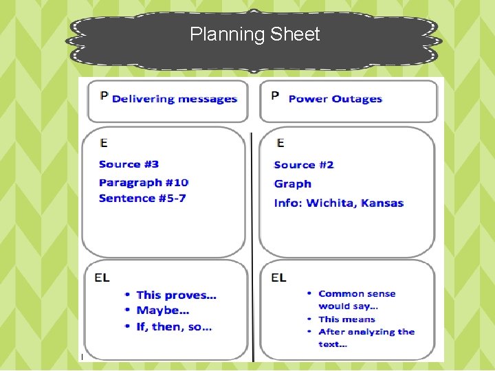 Planning Sheet 