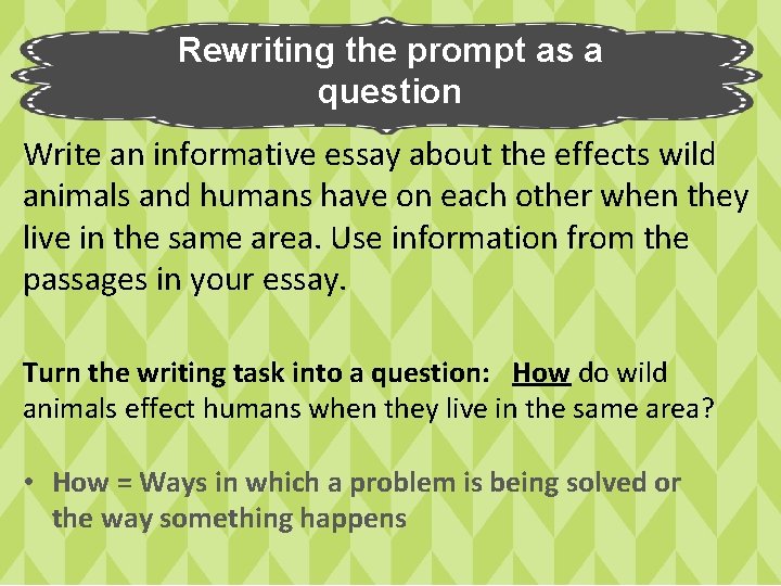 Rewriting the prompt as a question Write an informative essay about the effects wild