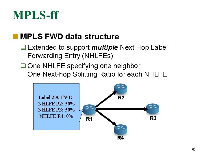 MPLS-ff MPLS FWD data structure Extended to support multiple Next Hop Label Forwarding Entry