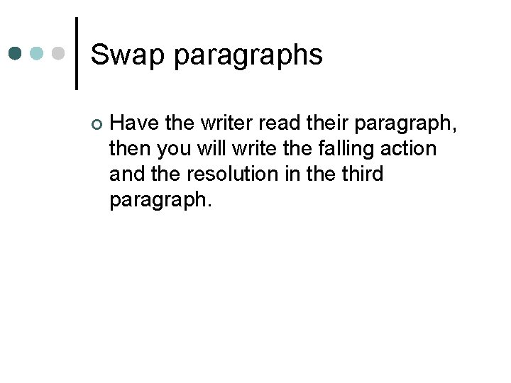 Swap paragraphs ¢ Have the writer read their paragraph, then you will write the