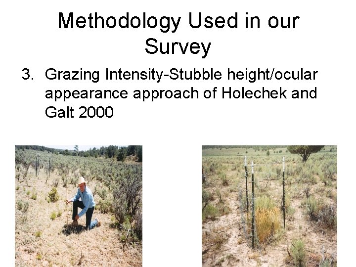 Methodology Used in our Survey 3. Grazing Intensity-Stubble height/ocular appearance approach of Holechek and