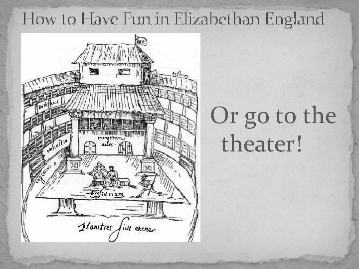 How to Have Fun in Elizabethan England Or go to theater! 
