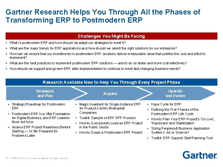 Gartner Research Helps You Through All the Phases of Transforming ERP to Postmodern ERP