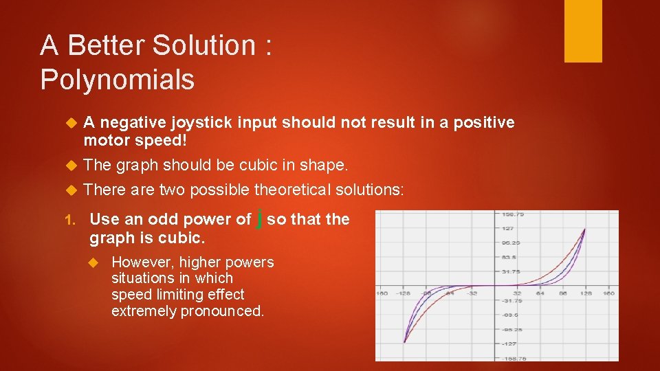A Better Solution : Polynomials A negative joystick input should not result in a