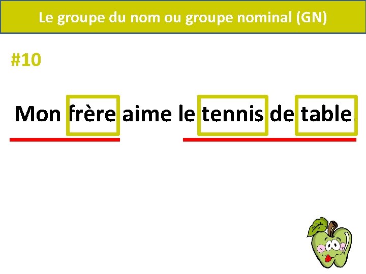 Le groupe du nom ou groupe nominal (GN) #10 Mon frère aime le tennis