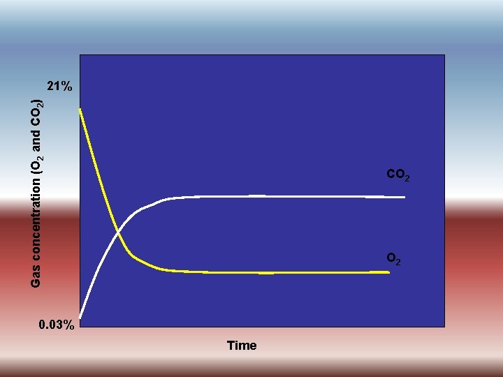 Gas concentration (O 2 and CO 2) 21% CO 2 0. 03% Time 