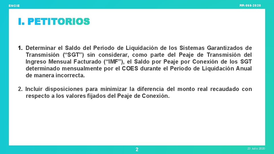 RR-068 -2020 ENGIE 1. Determinar el Saldo del Periodo de Liquidación de los Sistemas