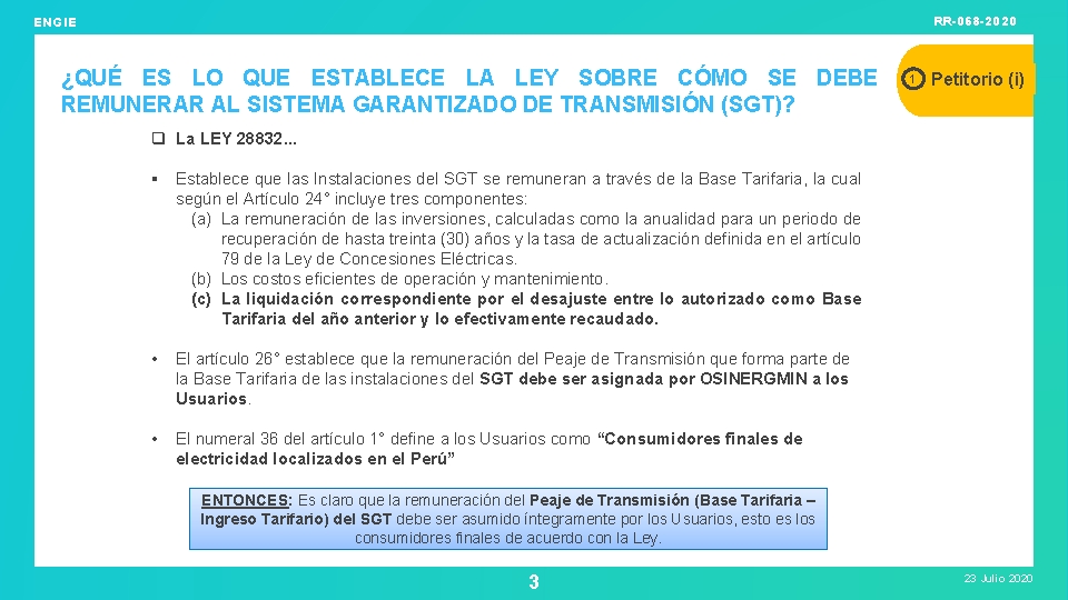 RR-068 -2020 ENGIE ¿QUÉ ES LO QUE ESTABLECE LA LEY SOBRE CÓMO SE DEBE