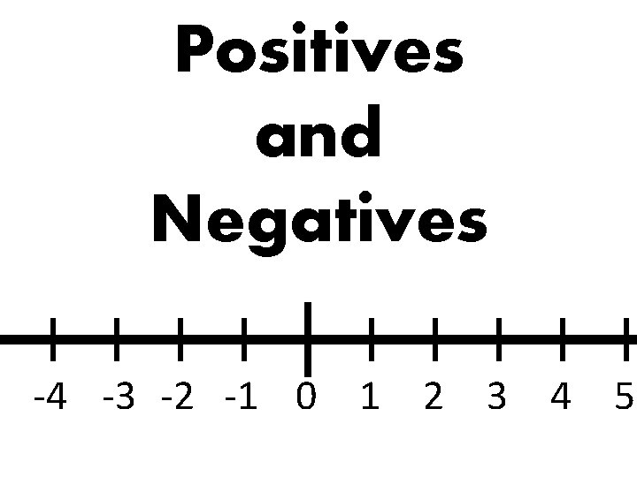 Positives and Negatives -4 -3 -2 -1 0 1 2 3 4 5 