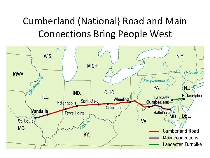 Cumberland (National) Road and Main Connections Bring People West 