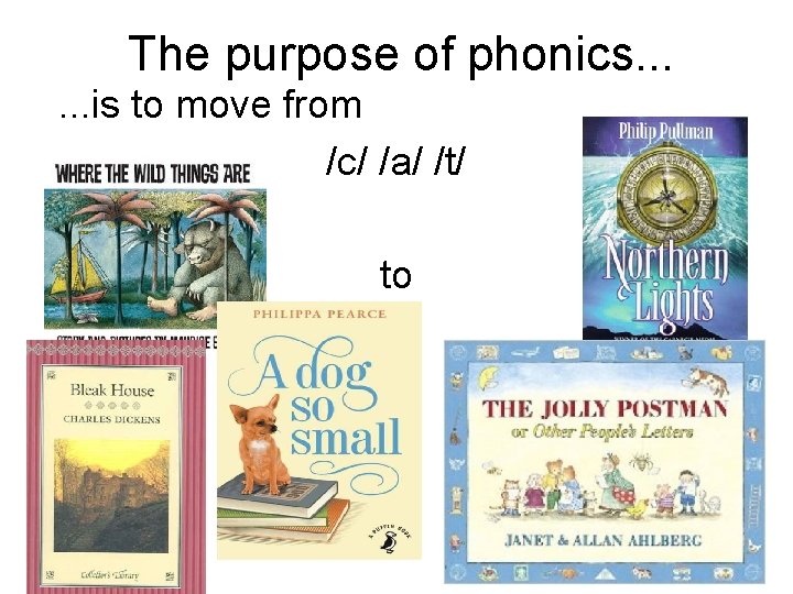 The purpose of phonics. . . is to move from /c/ /a/ /t/ to