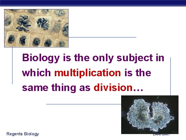 Biology is the only subject in which multiplication is the same thing as division…