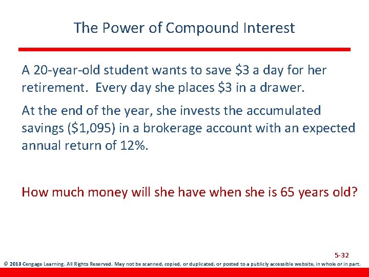 The Power of Compound Interest A 20 -year-old student wants to save $3 a