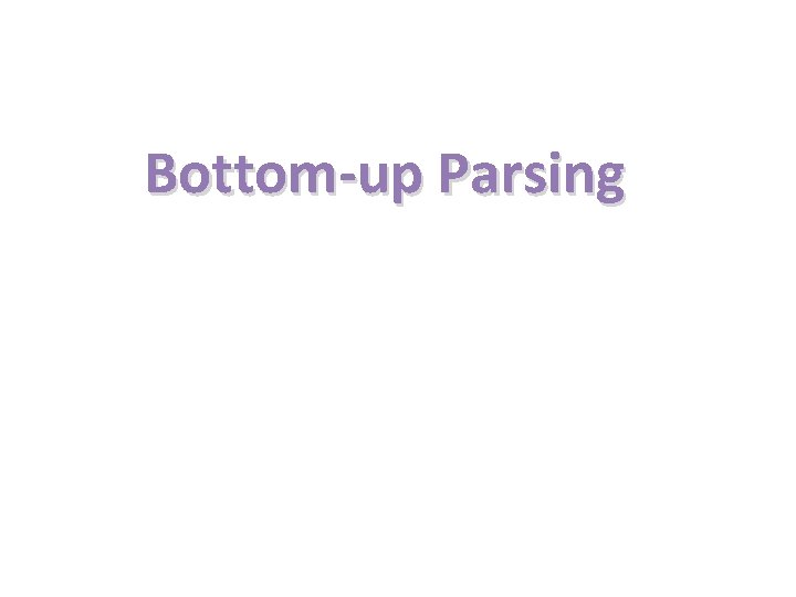 Bottom-up Parsing 