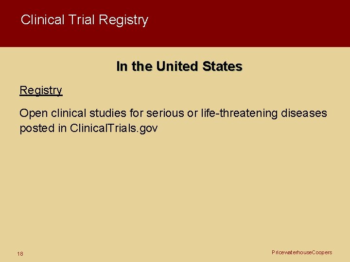 Clinical Trial Registry In the United States Registry Open clinical studies for serious or