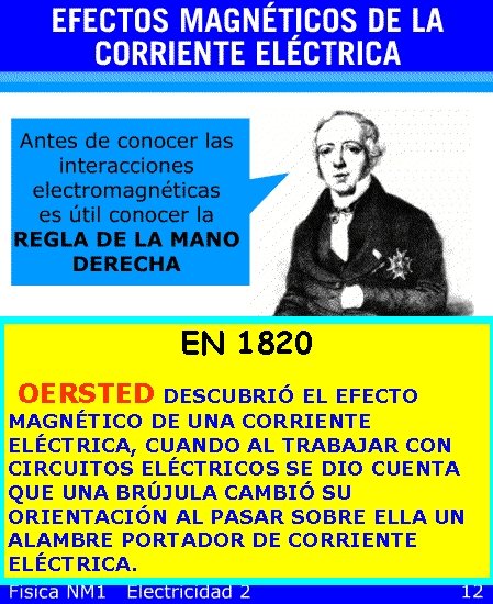 EN 1820 OERSTED DESCUBRIÓ EL EFECTO MAGNÉTICO DE UNA CORRIENTE ELÉCTRICA, CUANDO AL TRABAJAR